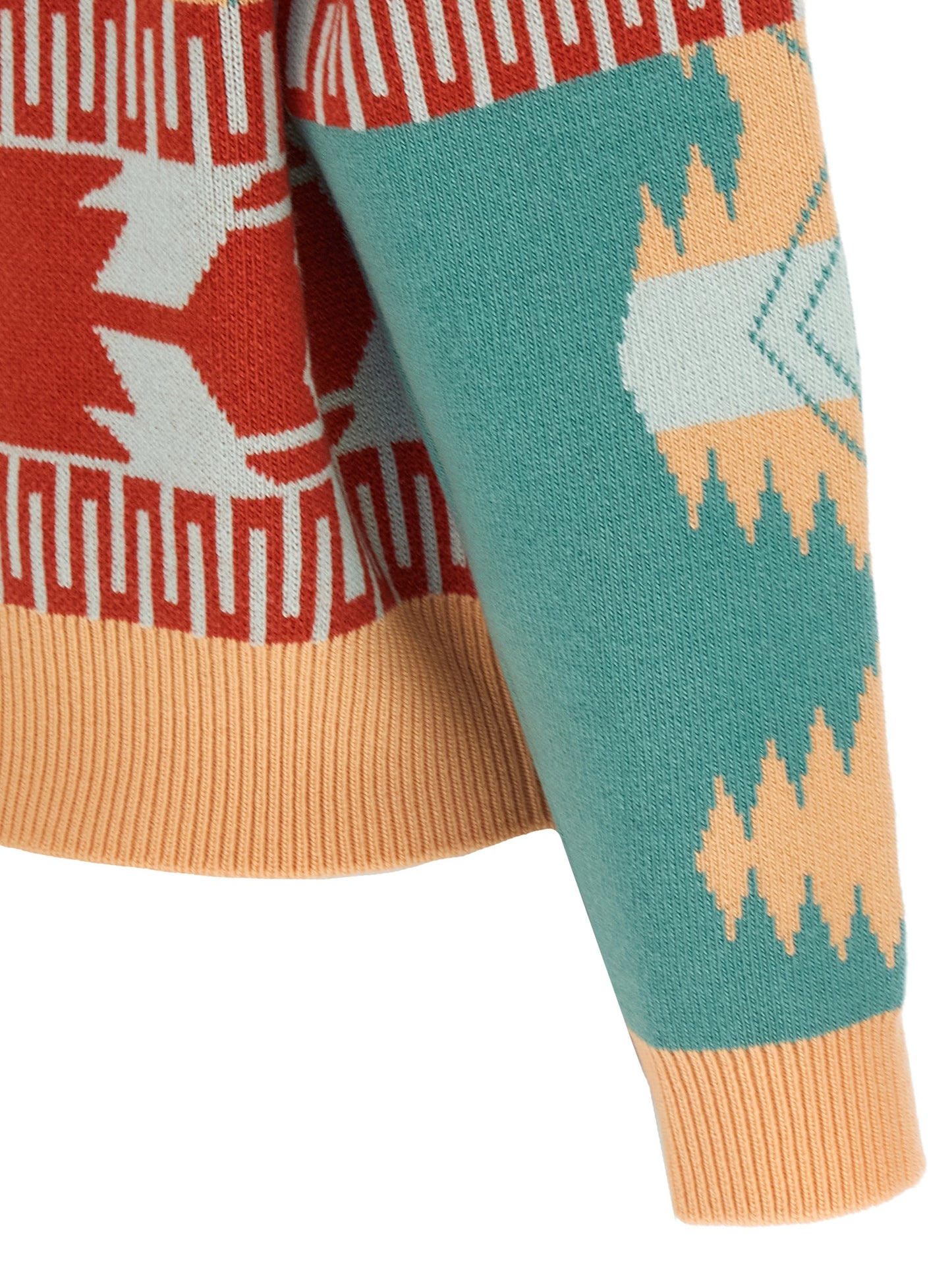 Cardigan by Alanui for women in cashmere virgin wool multicolor & jacquard features a dramatic silhouette, showcasing a sophisticated and dramatic detail for a timeless, premium look.