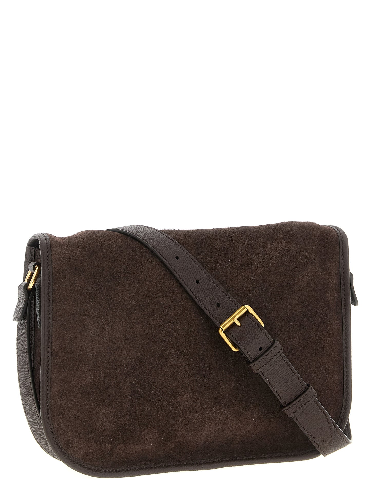 Valentino Garavani Antibes V Logo Suede Leather Crossbody Messenger Bag - Brown Signature