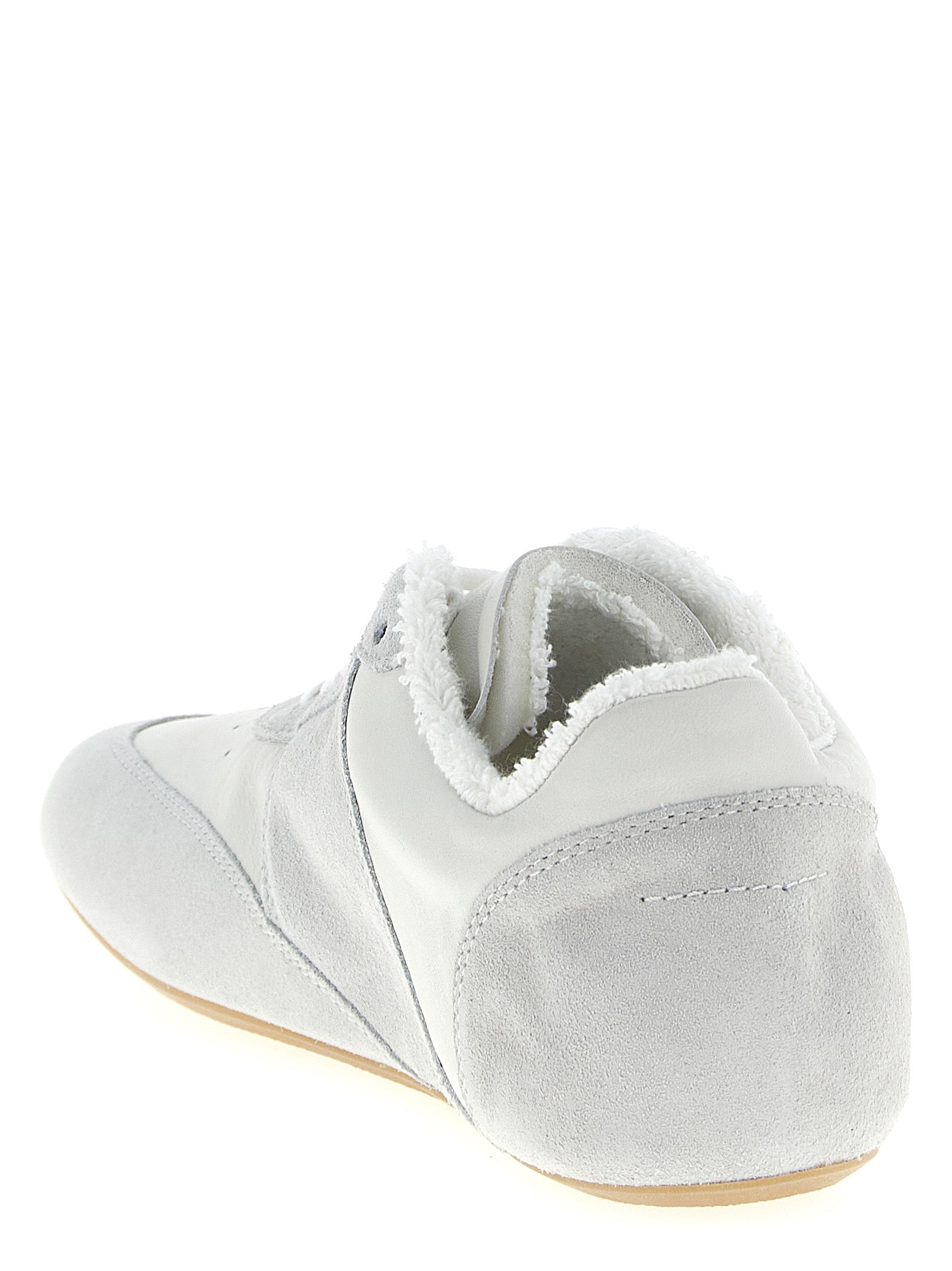 Athletic Sneakers MM6 Maison Margiela men suede calfskin leather white & signature featuring a avant-garde Men's Athletic Suede Calfskin Leather Sneakers design with a avant-garde athletic style for a refined finish.