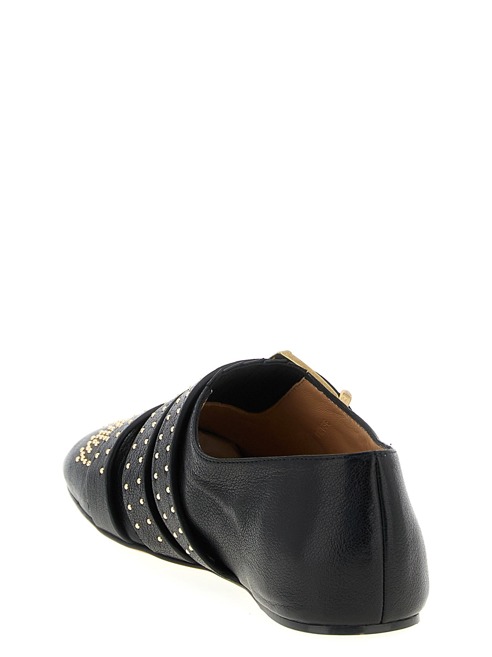Ballet Flat Shoes by Chloé for women in lamb leather black & gold presents a impeccable silhouette as Women's Lamb Leather Ballet Flat Shoes, artfully designed with a and a impeccable for a refined, upscale finish.