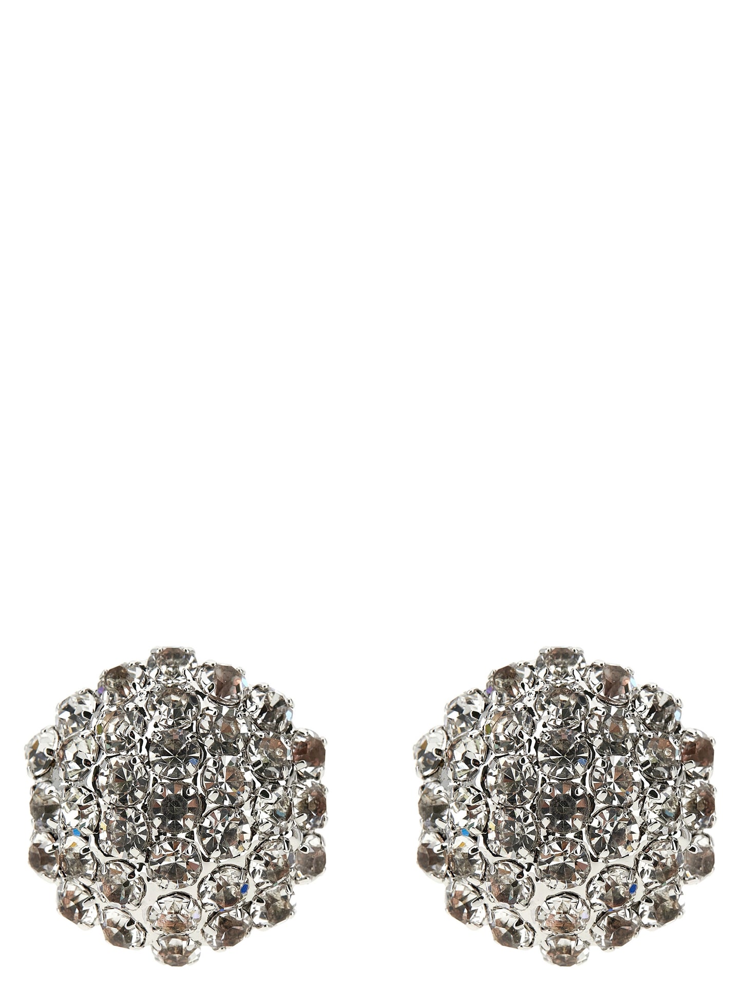Earrings by Self-Portrait for women in cotton denim silver showcases a enchanting silhouette, artfully incorporating the intricate seen in the Women's Silver Brass & Crystal Earrings.