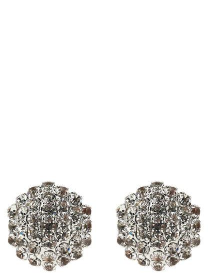 Earrings by Self-Portrait for women in cotton denim silver showcases a enchanting silhouette, artfully incorporating the intricate seen in the Women's Silver Brass & Crystal Earrings.