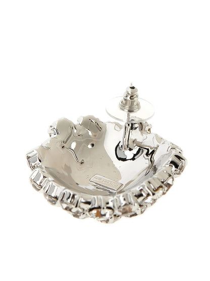 Earrings by Self-Portrait for women in cotton denim silver features an ornate from the Women's Silver Brass & Crystal Earrings collection, showcasing a ornate finish that embodies sophisticated luxury.