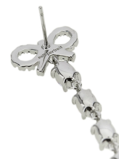 Earrings by Self-Portrait for women in cotton denim copper, pearl & silver presents a resplendent silhouette, artfully capturing the essence of the Women's Silver Copper & Pearls Earrings with a resplendent for a sophisticated look.