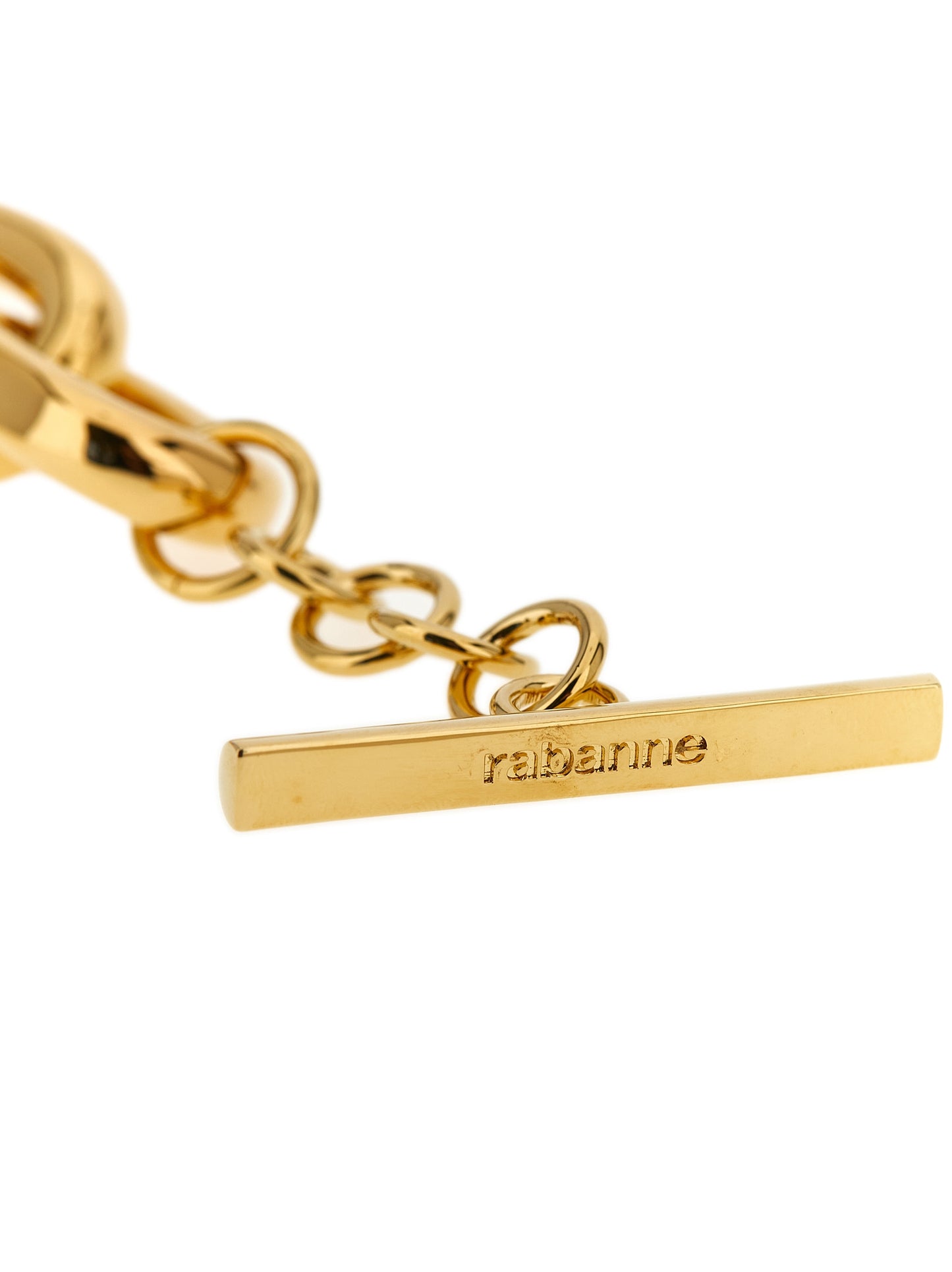 Necklace by Paco Rabanne for women in cotton denim gold features an lustrous silhouette, showcasing the lustrous [Neckline design] and Women's Gold Brass & Crystal Necklace for a sophisticated, premium look.