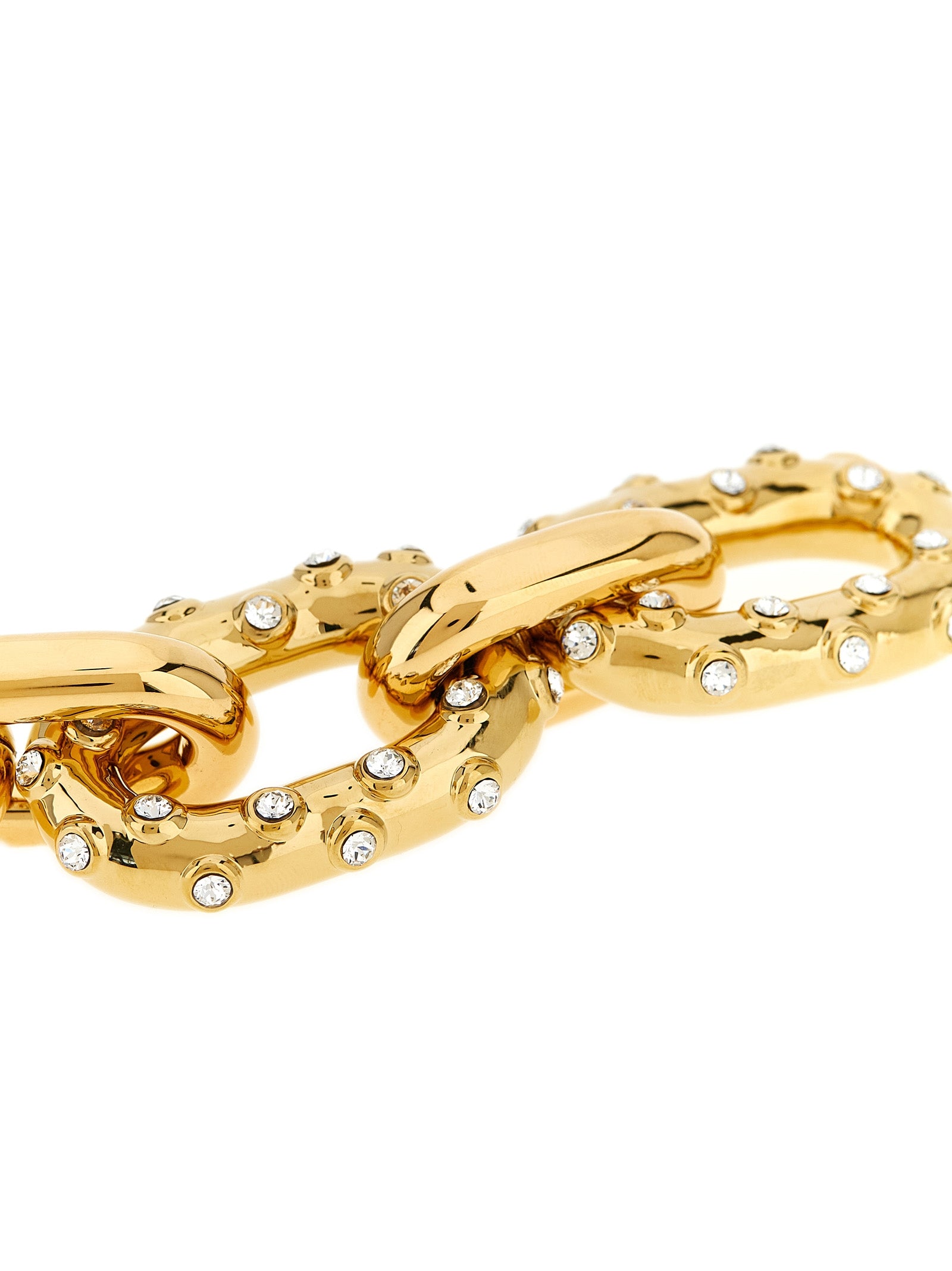 Bracelet by Paco Rabanne for women in cotton denim gold features a architectural silhouette, elegantly showcasing a architectural link woven bracelet design that defines the Women's Link Woven Gold Brass & Crystal Bracelet aesthetic.