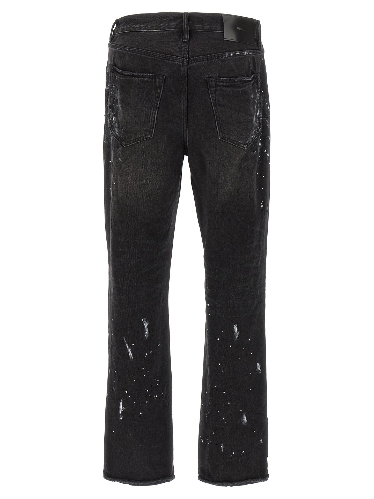 PURPLE Men's Straight Leg Mid Rise Cotton Denim Jeans - Black Purple