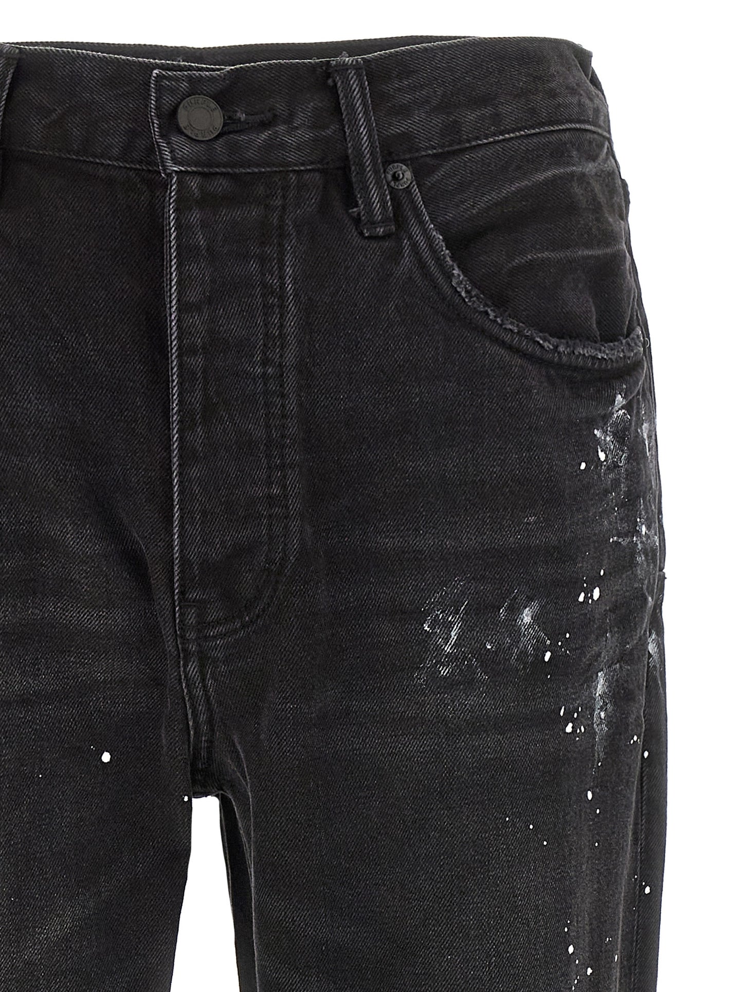 PURPLE Men's Straight Leg Mid Rise Cotton Denim Jeans - Black Purple