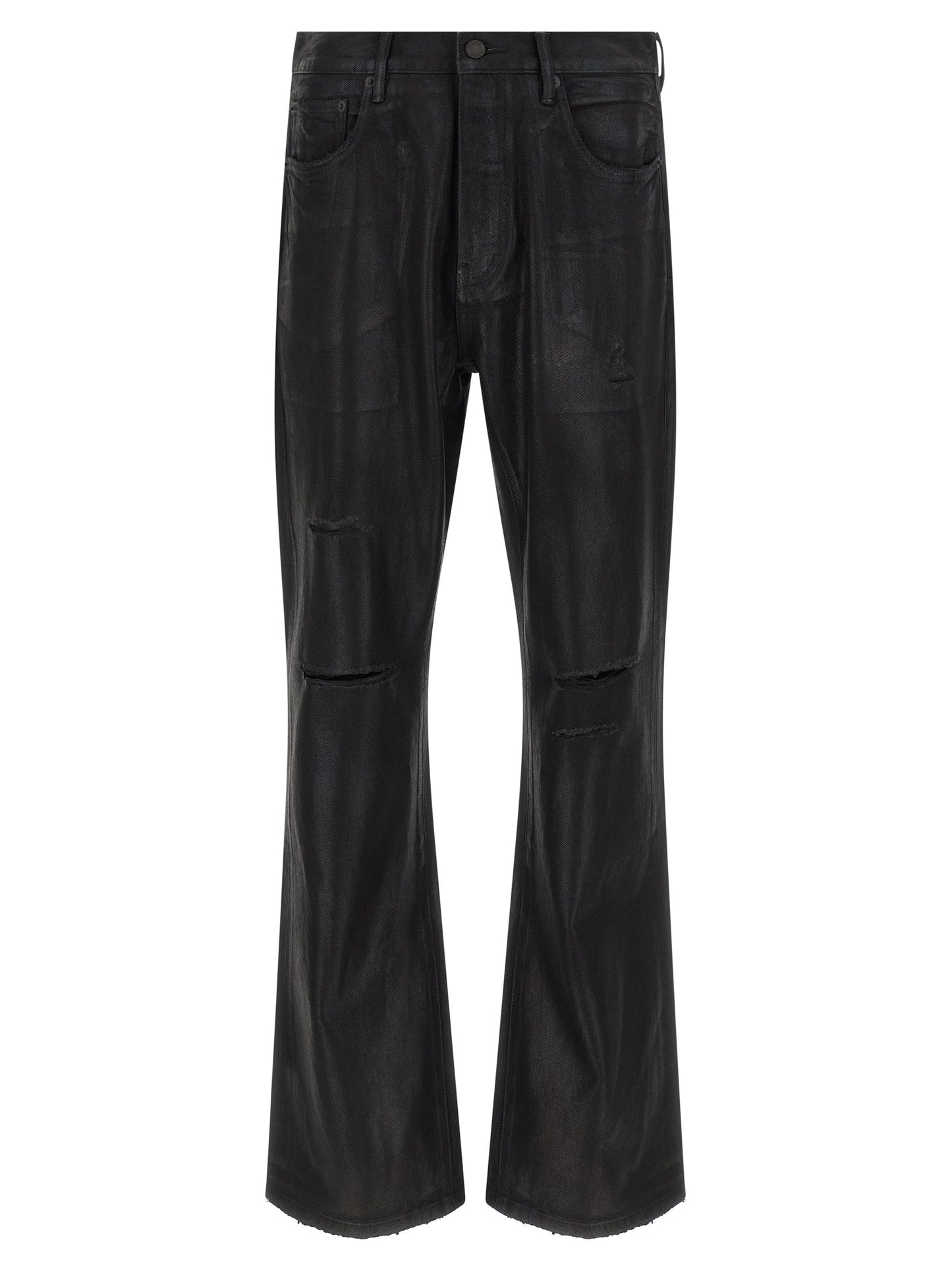 PURPLE Men's Flared Mid Rise Denim Cotton Jeans - Black Purple