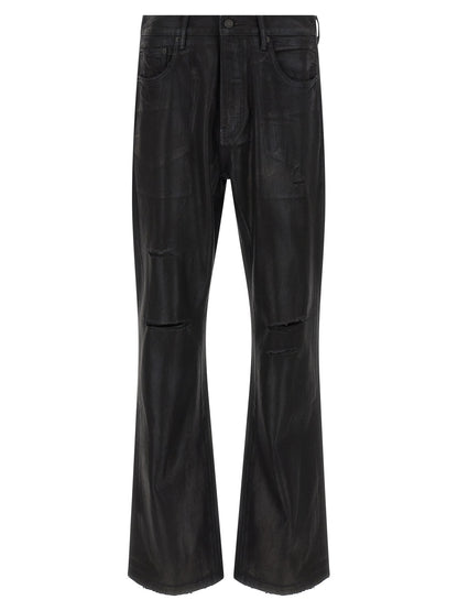 PURPLE Men's Flared Mid Rise Denim Cotton Jeans - Black Purple