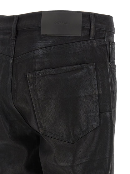 PURPLE Men's Flared Mid Rise Denim Cotton Jeans - Black Purple