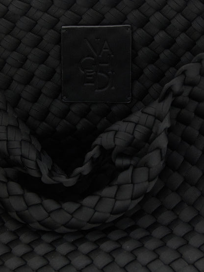 Shopper Tote Clutch Bag by NAGHEDI for women in modal & viscose black features a jet-set sophisticated St Barths Modal & Viscose Shopper Tote Clutch Bag design with a secure , ample , and versatile shoulder-strap, adjustable-strap & handle for a jet-set sophisticated finish.