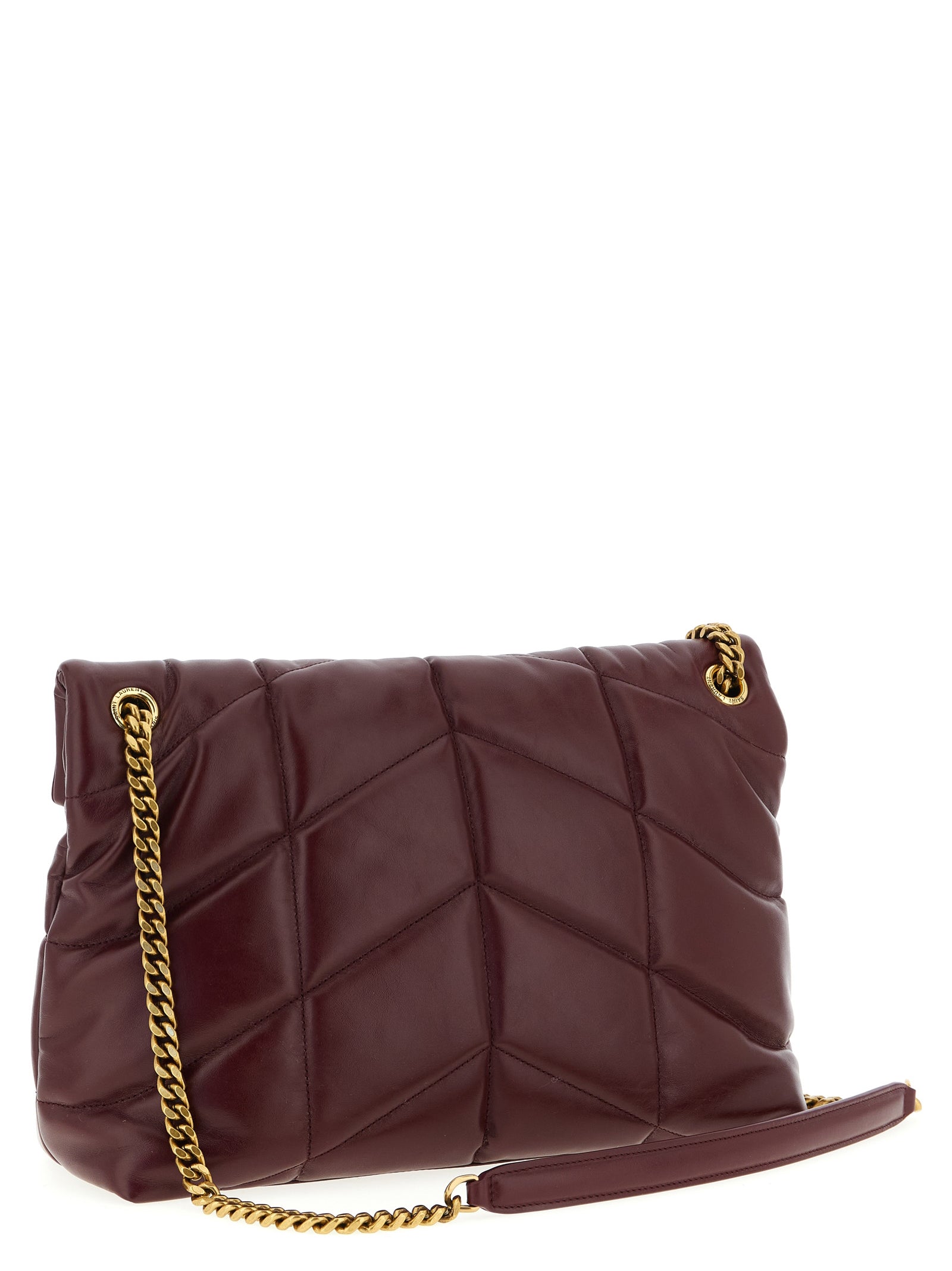 2-in-1 Shoulder & Crossbody East West Tote Bag by Saint Laurent for women in calfskin leather bordeaux features an effortlessly chic silhouette with a secure flap, ample , and versatile crossbody-strap & shoulder-strap for effortlessly chic everyday luxury.
