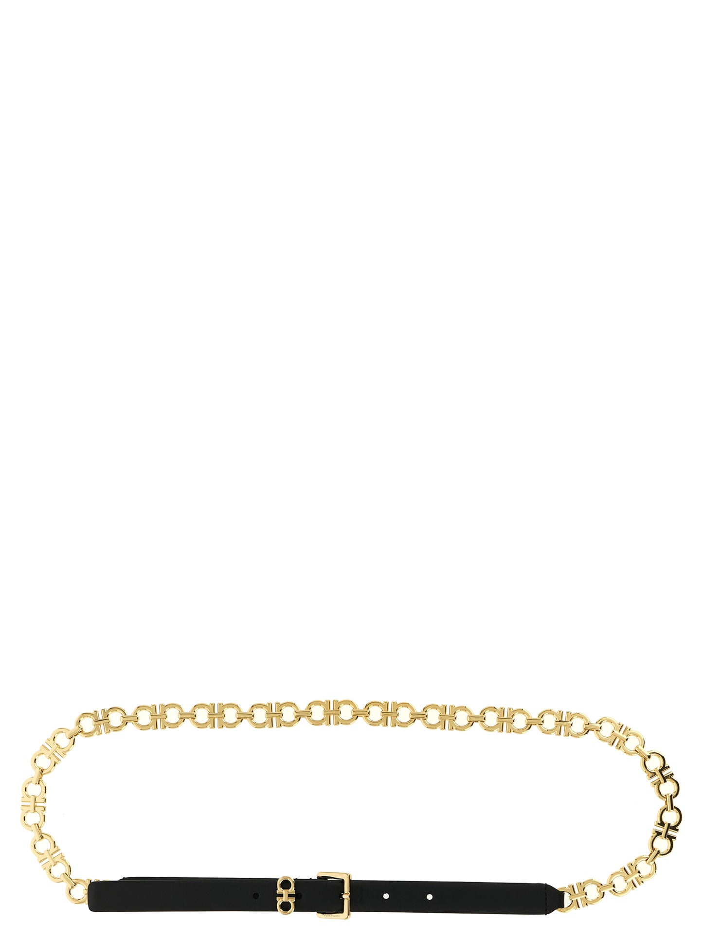 Belt by Ferragamo for women in bos taurus calfskin leather black & gold features a artisanal-chic design, artfully capturing the essence of the Gancini Bos Taurus Calfskin Leather Belt with a artisanal-chic finish.