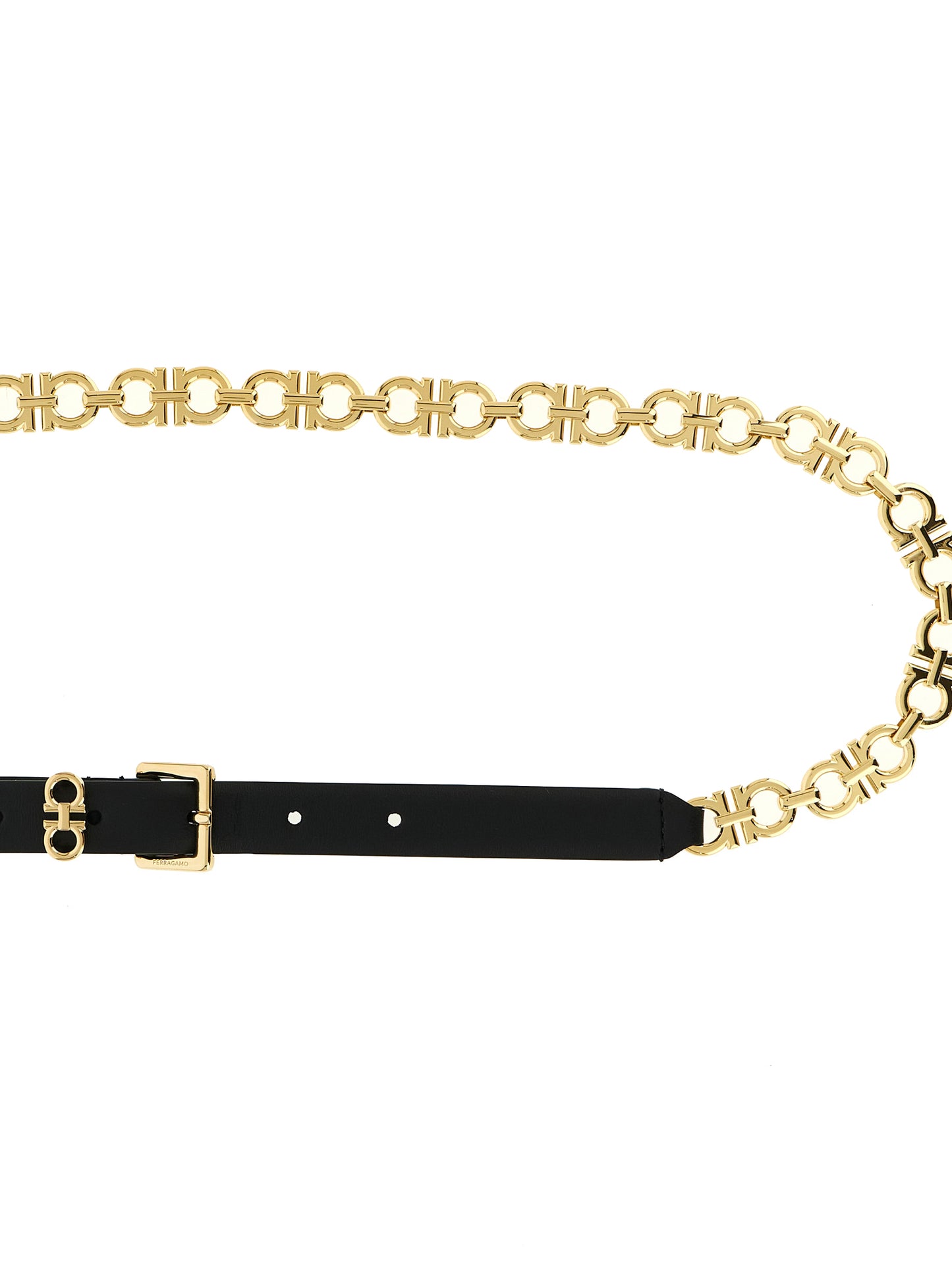 Belt by Ferragamo for women in bos taurus calfskin leather black & gold presents a artisanal silhouette from the Gancini Bos Taurus Calfskin Leather Belt collection, showcasing an artisanal design and refined craftsmanship for a artisanal look.