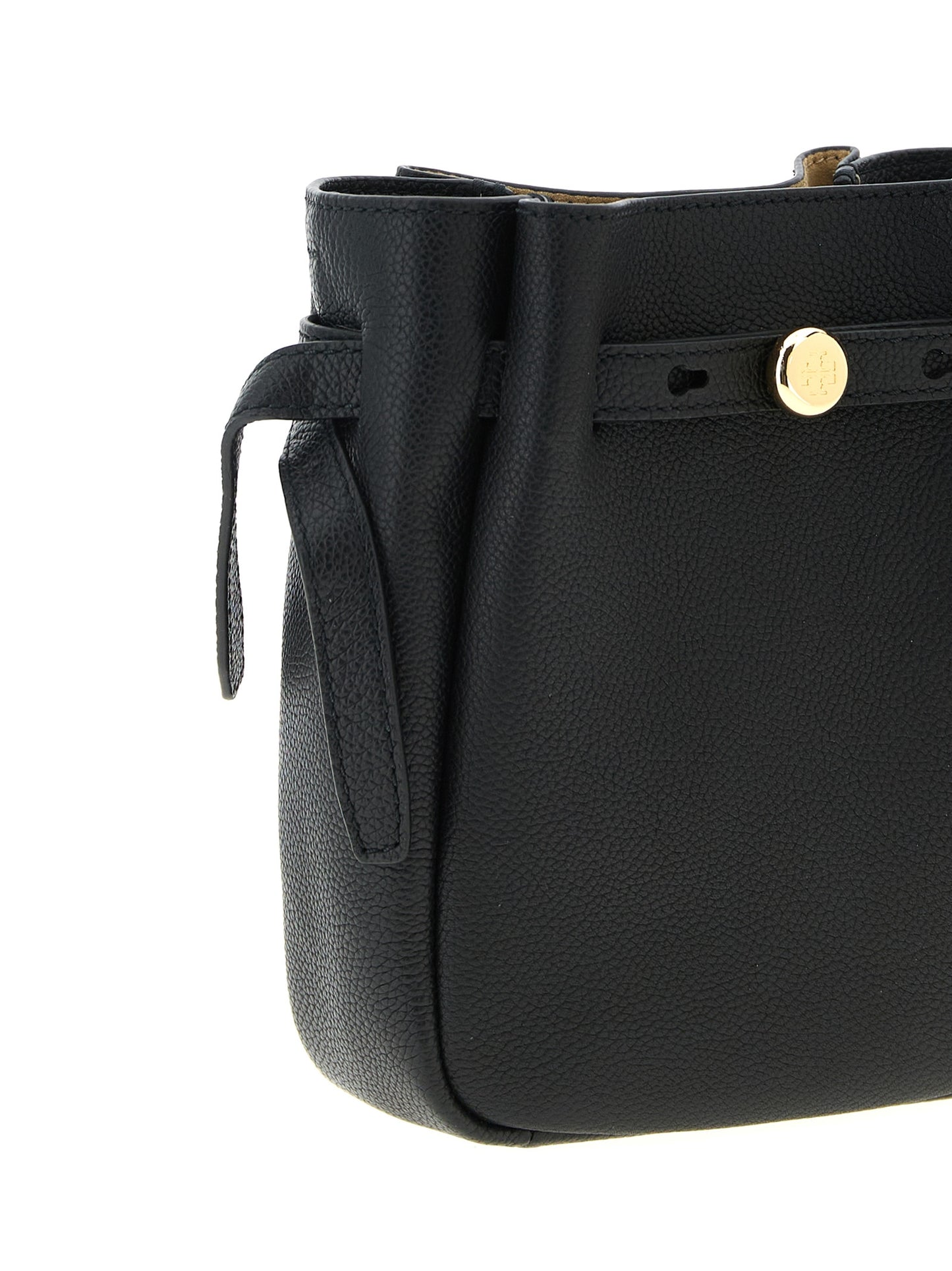 Crossbody Bucket Handbag by Tory Burch for women in suede leather black showcases a versatile sophistication silhouette, featuring a secure magnetic, versatile sophistication , and versatile crossbody-strap, shoulder-strap, adjustable-strap, belt-strap & handle for a versatile sophistication finish.