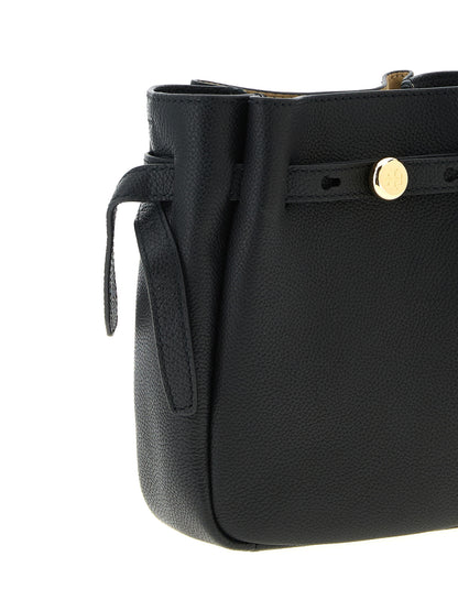 Crossbody Bucket Handbag by Tory Burch for women in suede leather black showcases a versatile sophistication silhouette, featuring a secure magnetic, versatile sophistication , and versatile crossbody-strap, shoulder-strap, adjustable-strap, belt-strap & handle for a versatile sophistication finish.