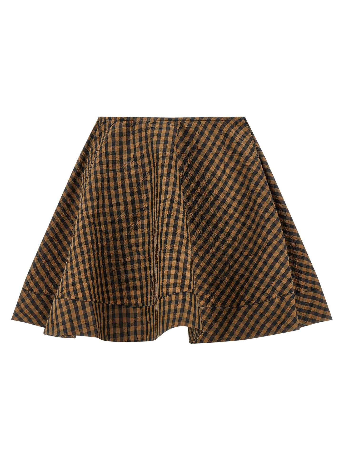 Skirt by Ganni for women in polyester brown & print features an relaxed-yet-refined silhouette that elegantly showcases the Women's Polyester Mini Long Skirt design and sophisticated mini long.