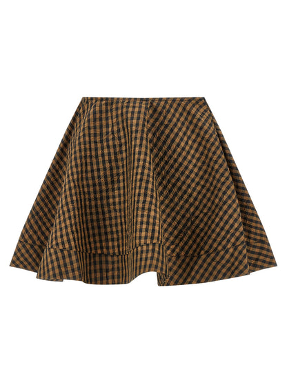 Skirt by Ganni for women in polyester brown & print features an relaxed-yet-refined silhouette that elegantly showcases the Women's Polyester Mini Long Skirt design and sophisticated mini long.