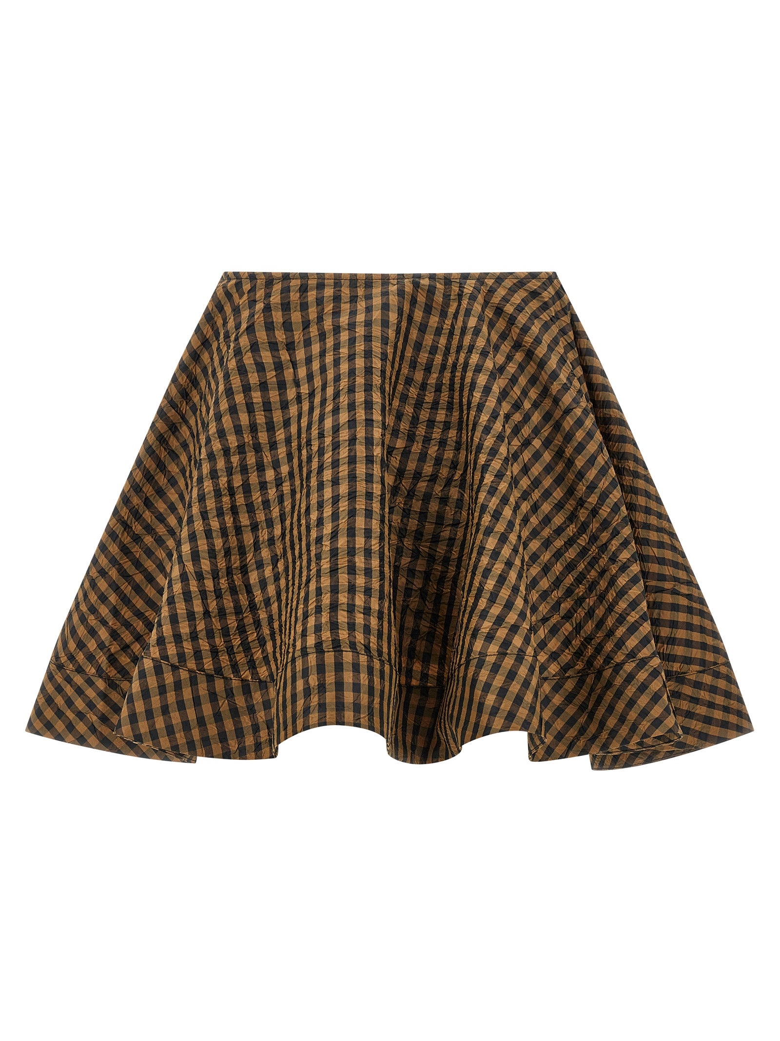 Skirt by Ganni for women in polyester brown & print features a captivating silhouette, showcasing the captivating Women's Polyester Mini Long Skirt design with a sophisticated mini long for a captivating look.