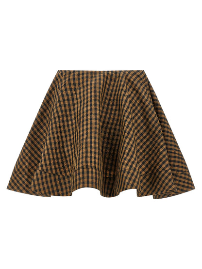 Skirt by Ganni for women in polyester brown & print features a captivating silhouette, showcasing the captivating Women's Polyester Mini Long Skirt design with a sophisticated mini long for a captivating look.