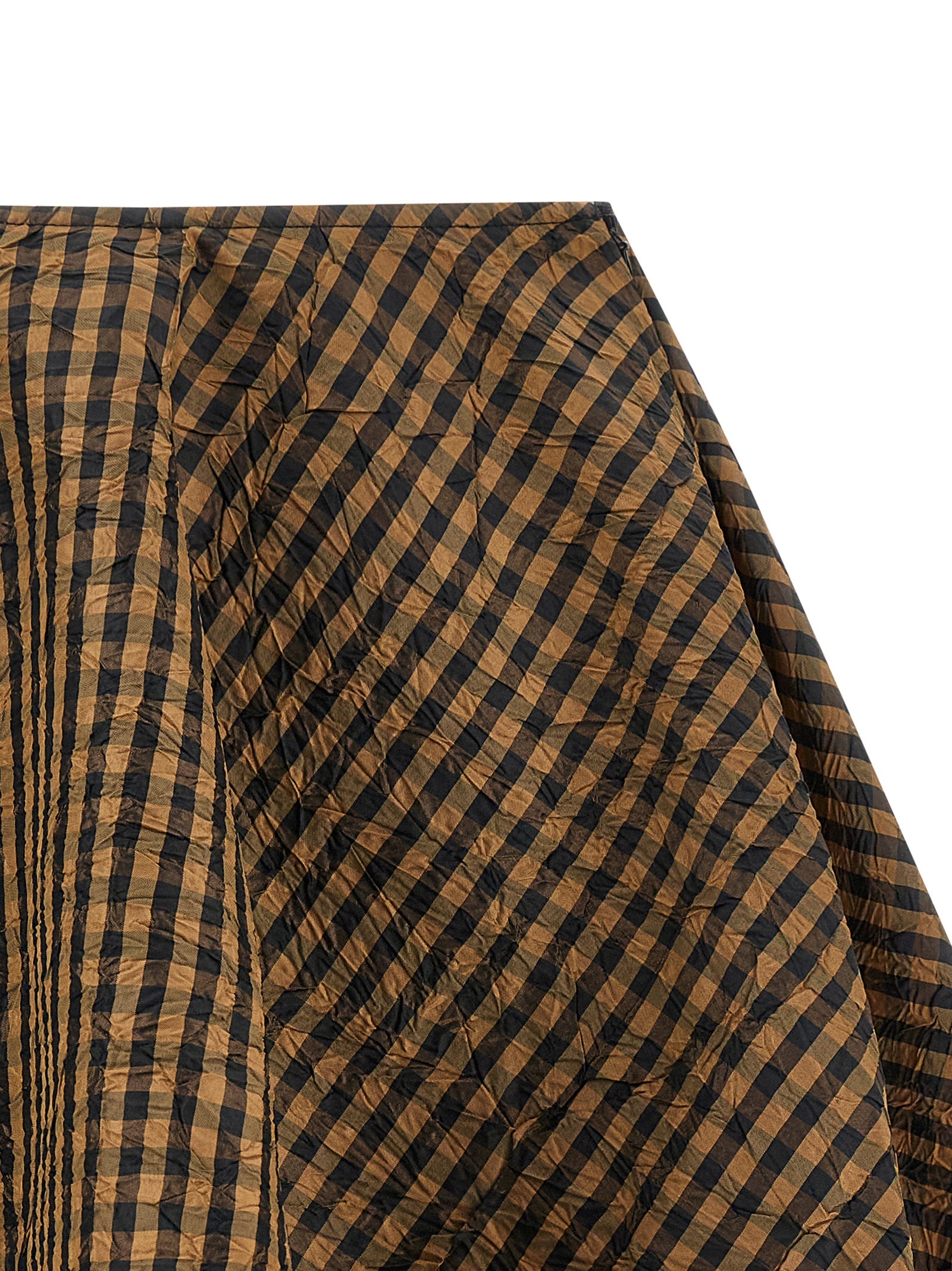 Skirt by Ganni for women in polyester brown & print showcases a dramatic silhouette, artfully capturing the essence of the Women's Polyester Mini Long Skirt in a dramatic mini long cut for a refined look.