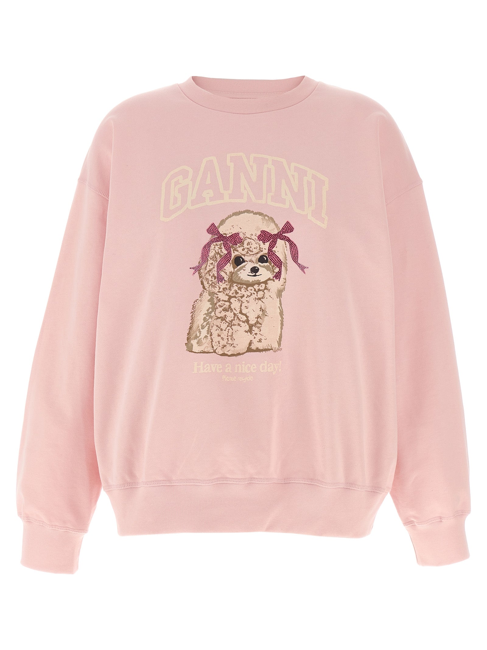 Sweatshirt by Ganni for women in organic cotton multicolor, pink & print presents a smart casual silhouette, featuring a smart casual crew neckline and long-sleeve for a sophisticated look.