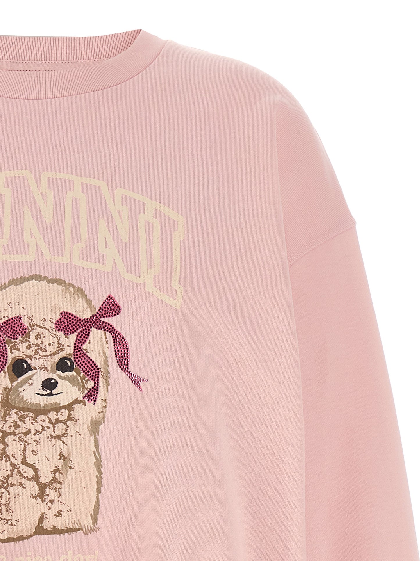 Sweatshirt by Ganni for women in organic cotton multicolor, pink & print features an enviable silhouette, showcasing a premium and refined crew neckline for a truly enviable finish.