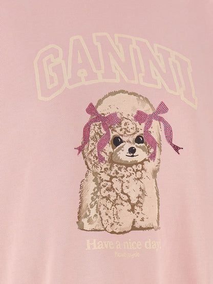 Sweatshirt by Ganni for women in organic cotton multicolor, pink & print features an magnificent silhouette, showcasing a sophisticated and detail for a truly magnificent finish.