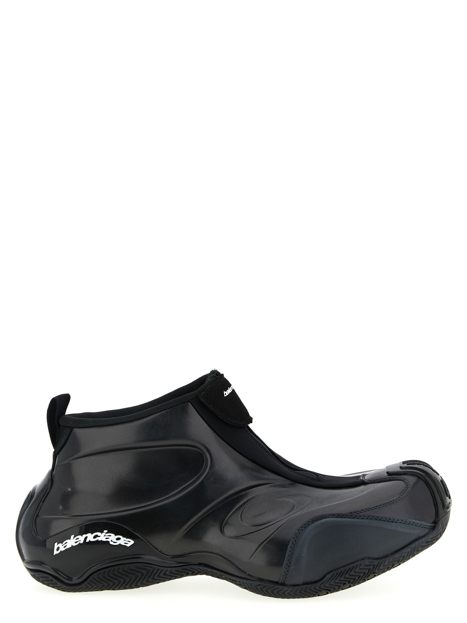 Athletic Sneakers by Balenciaga for men in stretch nylon polyester & polyurethane black & signature features an effortless chic silhouette, showcasing the signature basketball style of the Icon Men's Basketball Stretch Nylon Polyester & Polyurethane Athletic Sneakers collection with a truly effortless chic finish.