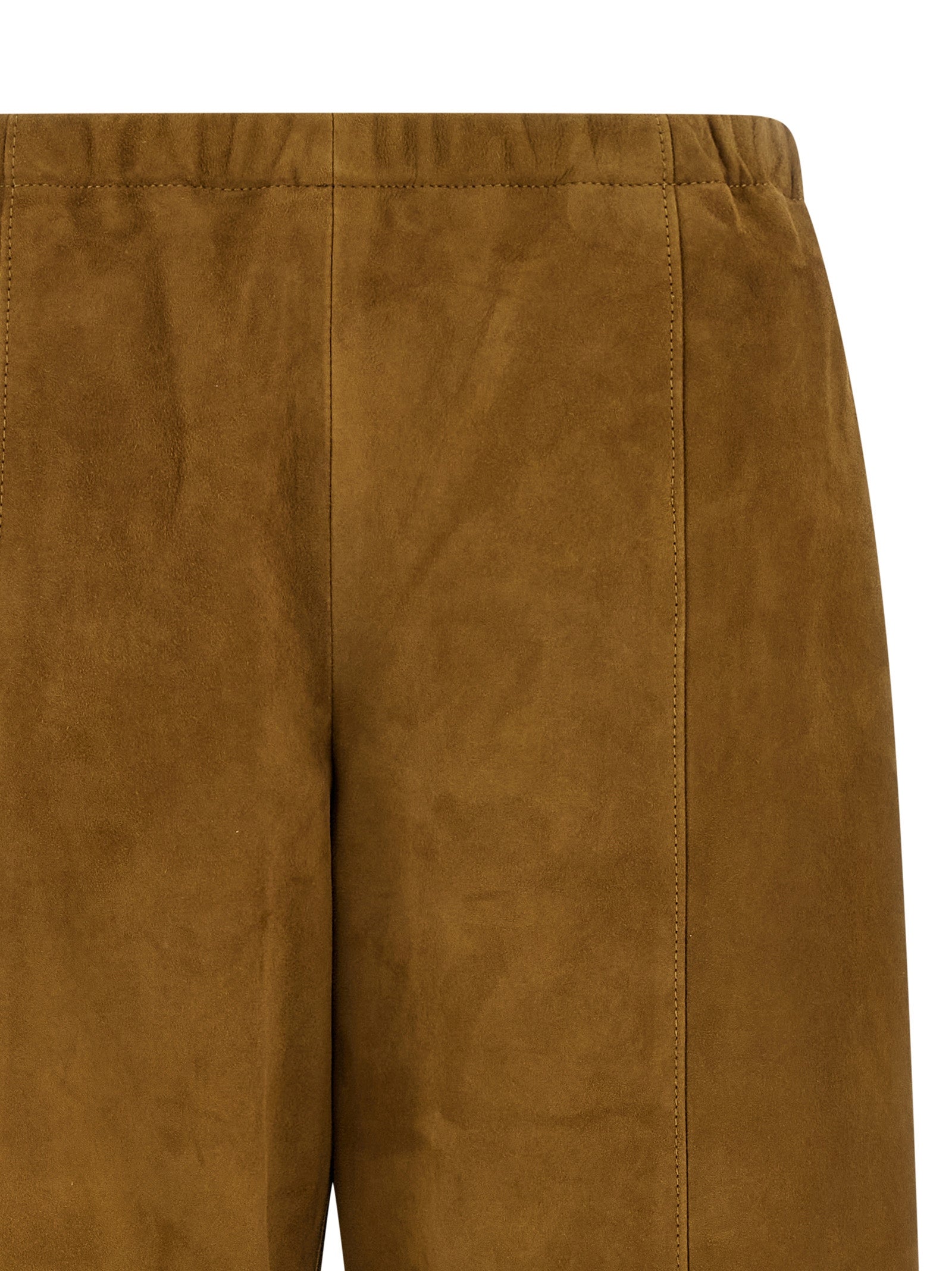Pants by Khaite for women in suede lamb leather brown features an on trend silhouette with a and wide cut in an elegant long for a sophisticated look.