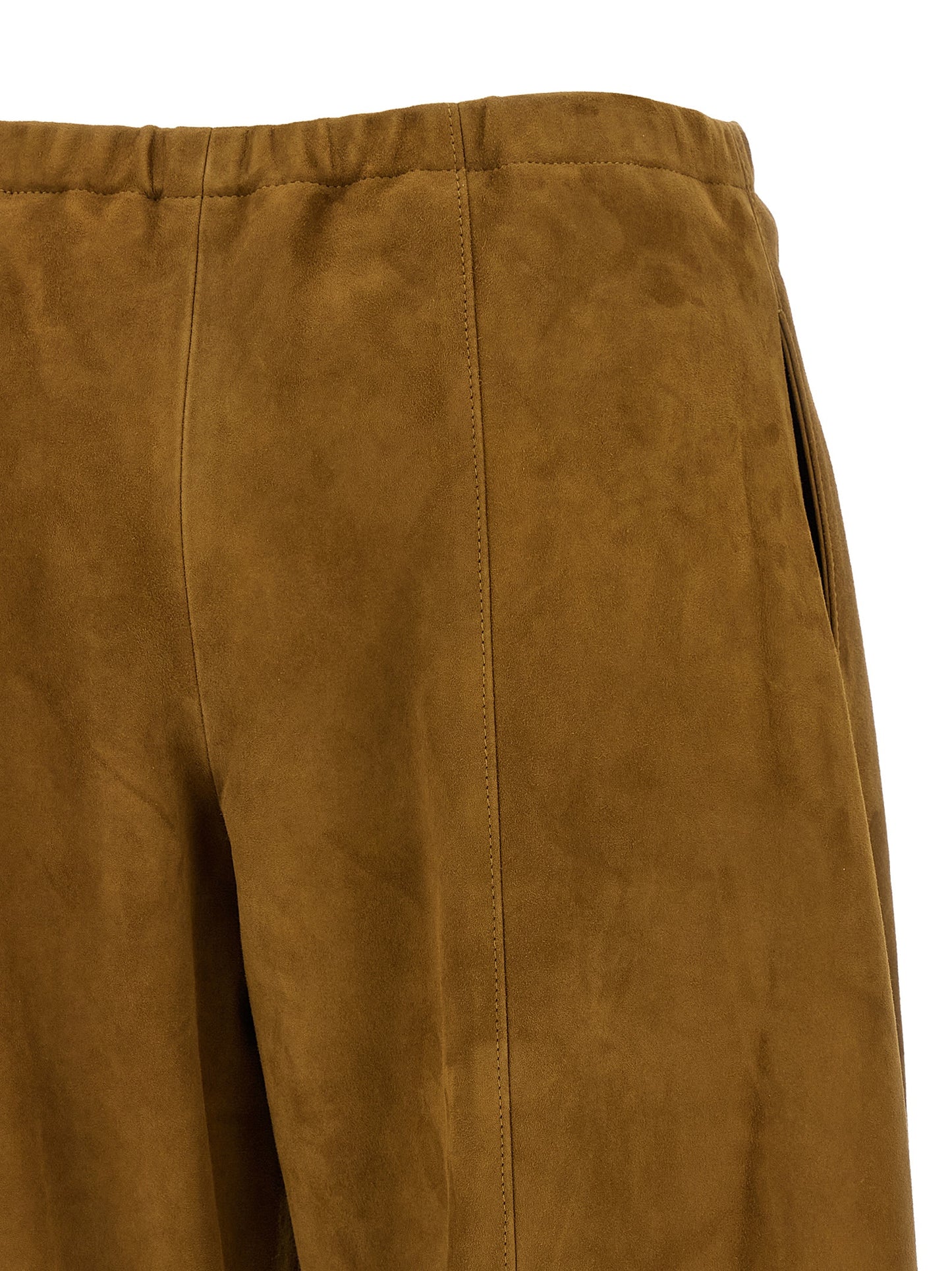 Pants by Khaite for women in suede lamb leather brown features a enduring silhouette, showcasing a enduring wide and long with a for a premium, tailored aesthetic.