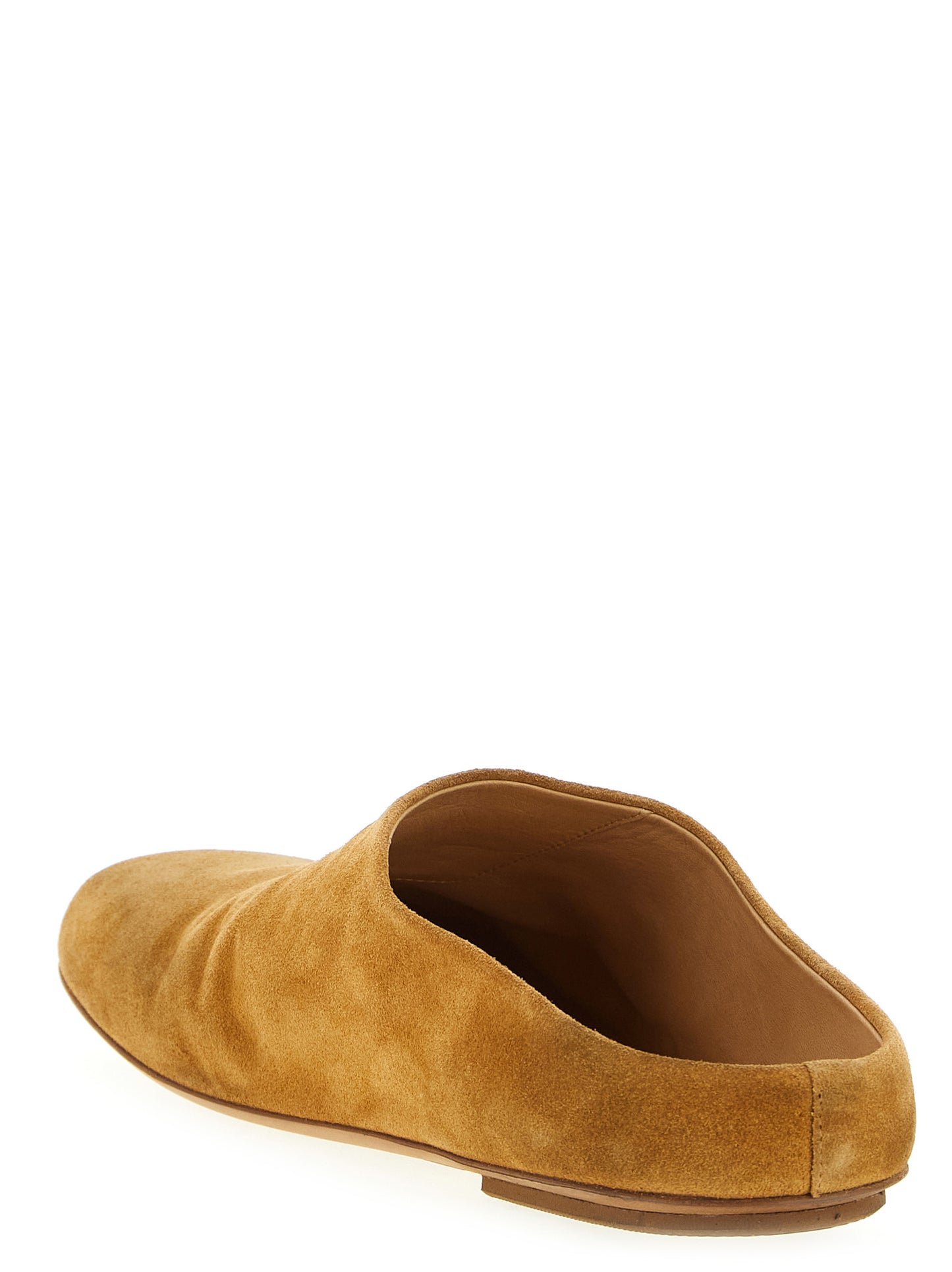 Clogs Flat Shoes by Marsell for men in suede calfskin leather brown showcases a resplendent Men's Suede Calfskin Leather Clogs Flat Shoes aesthetic with a and square toe style.