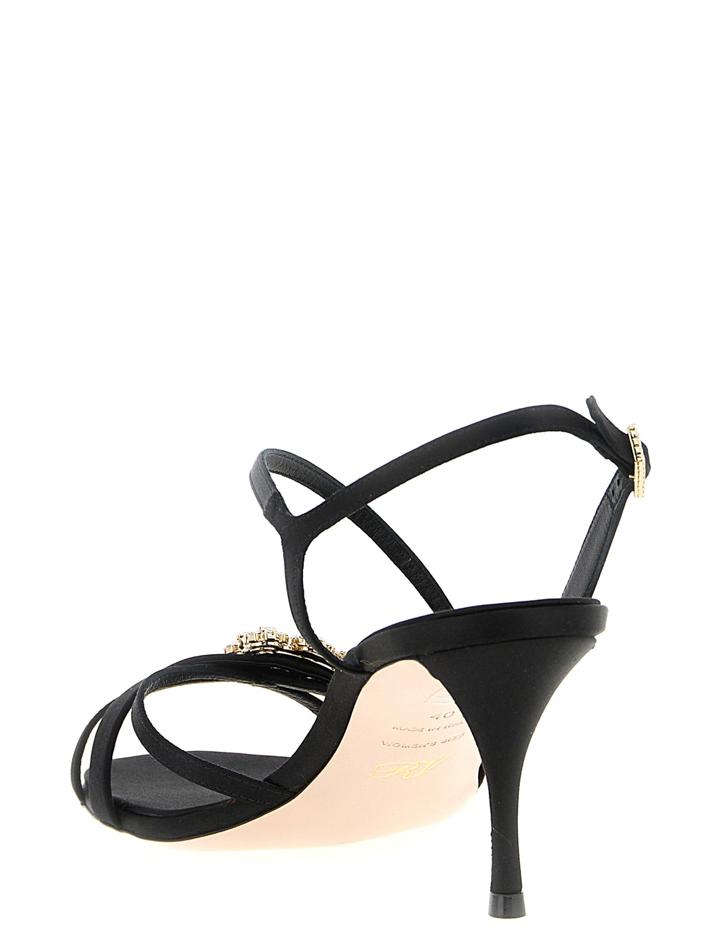 Stiletto Sandals by Roger Vivier for women in silk satin viscose & leather black features an statuesque Women's Silk Satin Viscose & Leather Stiletto Sandals silhouette with a refined stiletto and elegant .