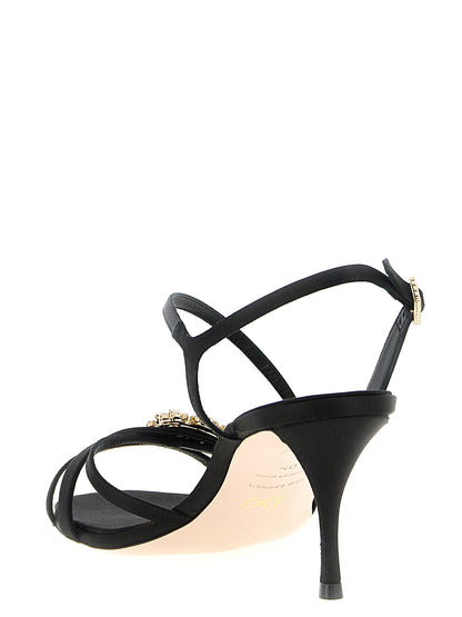 Stiletto Sandals by Roger Vivier for women in silk satin viscose & leather black features an statuesque Women's Silk Satin Viscose & Leather Stiletto Sandals silhouette with a refined stiletto and elegant .