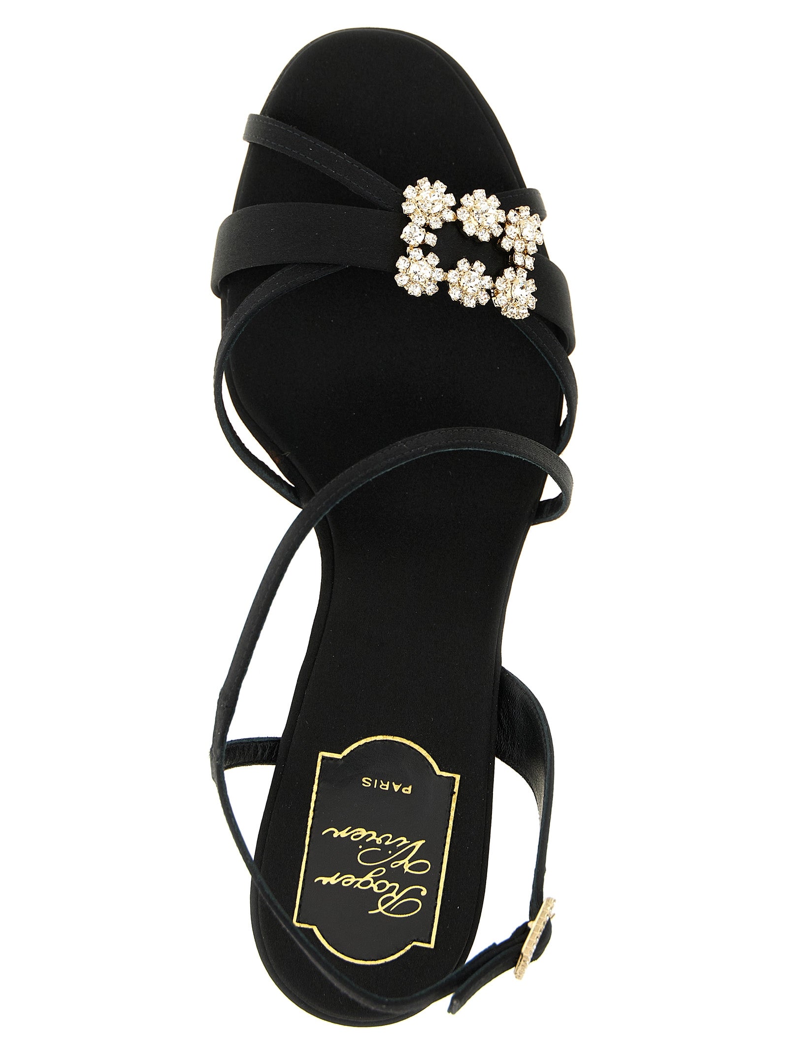 Stiletto Sandals by Roger Vivier for women in silk satin viscose & leather black features an effortlessly chic silhouette from the Women's Silk Satin Viscose & Leather Stiletto Sandals collection, showcasing a effortlessly chic stiletto and elegant .