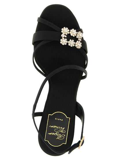 Stiletto Sandals by Roger Vivier for women in silk satin viscose & leather black features an effortlessly chic silhouette from the Women's Silk Satin Viscose & Leather Stiletto Sandals collection, showcasing a effortlessly chic stiletto and elegant .