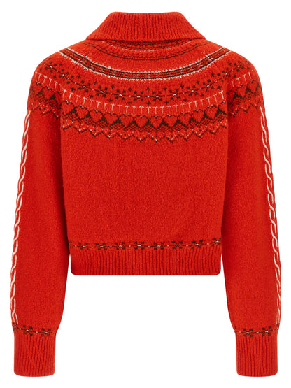 Cardigan by Guest in Residence for women in cashmere multicolor & red features an crisp silhouette, showcasing a sophisticated and detail for a truly crisp finish.