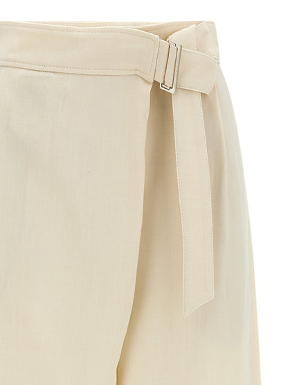 Palazzo Pants by Brunello Cucinelli for women in linen & viscose white features an refined tailoring silhouette, showcasing a premium wide with a and long cut for a refined tailoring look.