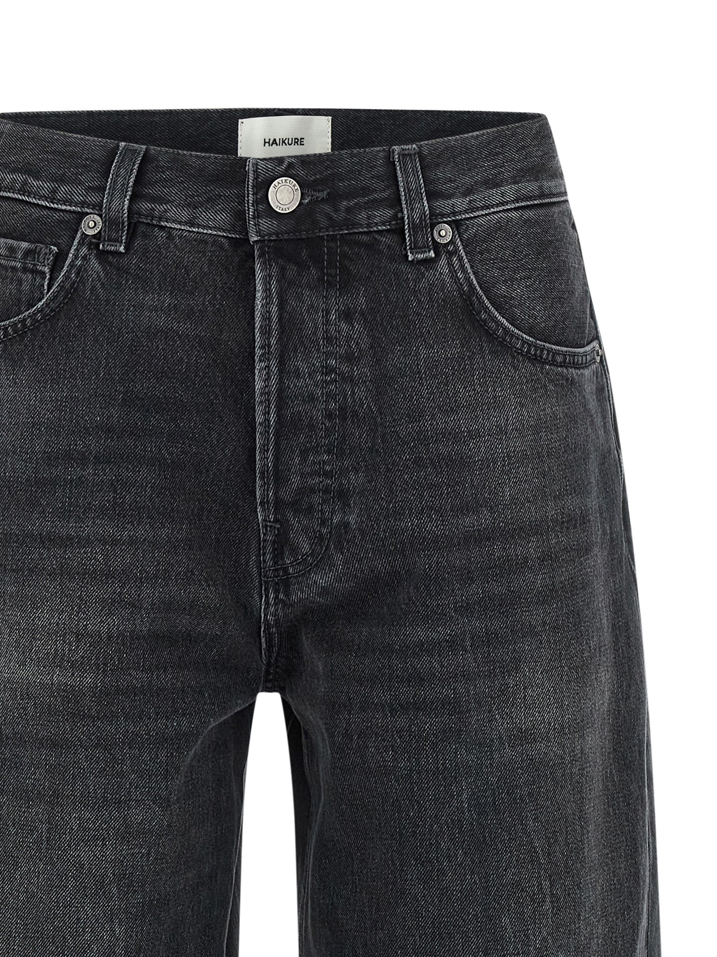 Jeans by Haikure for women in denim cotton black features an sophisticated high rise and straight-leg & wide with a precise long, creating a sophisticated and sophisticated silhouette.