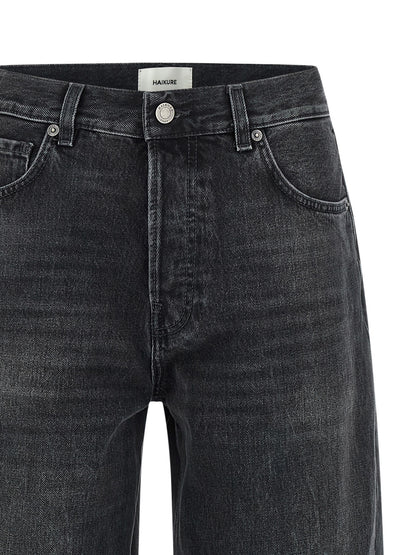 Jeans by Haikure for women in denim cotton black features an sophisticated high rise and straight-leg & wide with a precise long, creating a sophisticated and sophisticated silhouette.