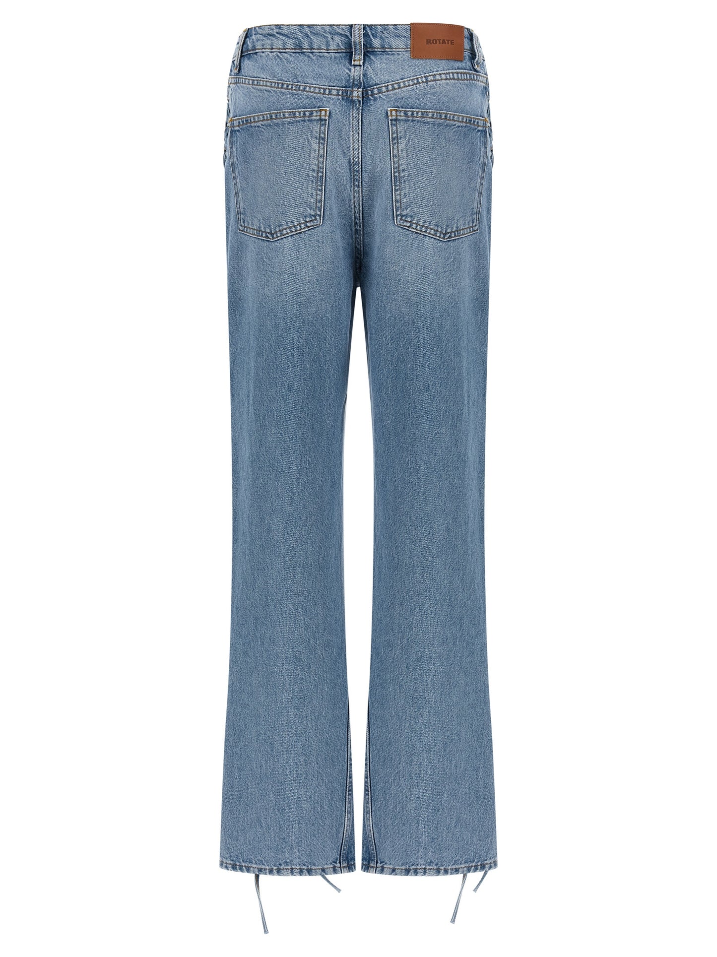 Jeans by ROTATE BIRGER CHRISTENSEN for women in organic denim cotton & leather light-blue features an refined tailoring silhouette, showcasing a premium straight-leg with a and long cut for a refined tailoring look.