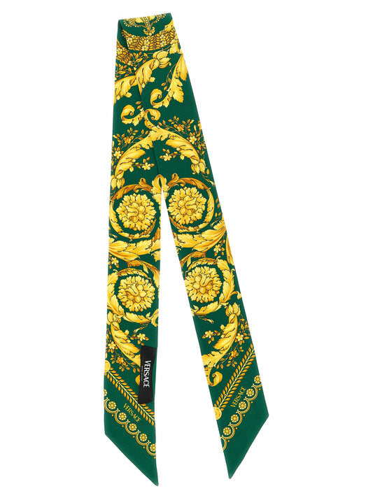 Necktie by Versace for women in silk twill multicolor & print features an effortlessly chic silhouette, showcasing a sophisticated effortlessly chic finish from the signature Essence Silk Twill Necktie collection.
