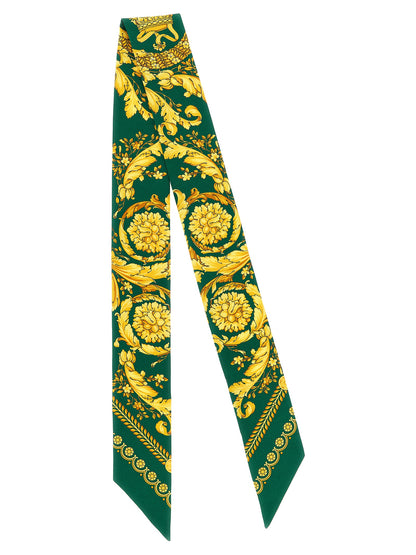 Necktie by Versace for women in silk twill multicolor & print features a sun-drenched silhouette, showcasing the sun-drenched design of this Essence Silk Twill Necktie with a sun-drenched finish.