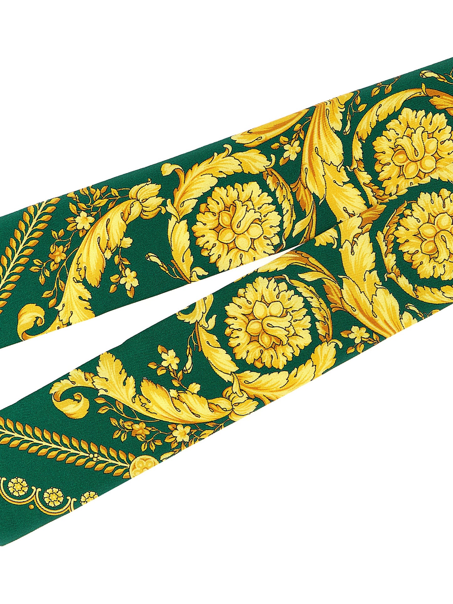 Necktie by Versace for women in silk twill multicolor & print features a sun-drenched silhouette, showcasing the sun-drenched design of this Essence Silk Twill Necktie with a sun-drenched finish.