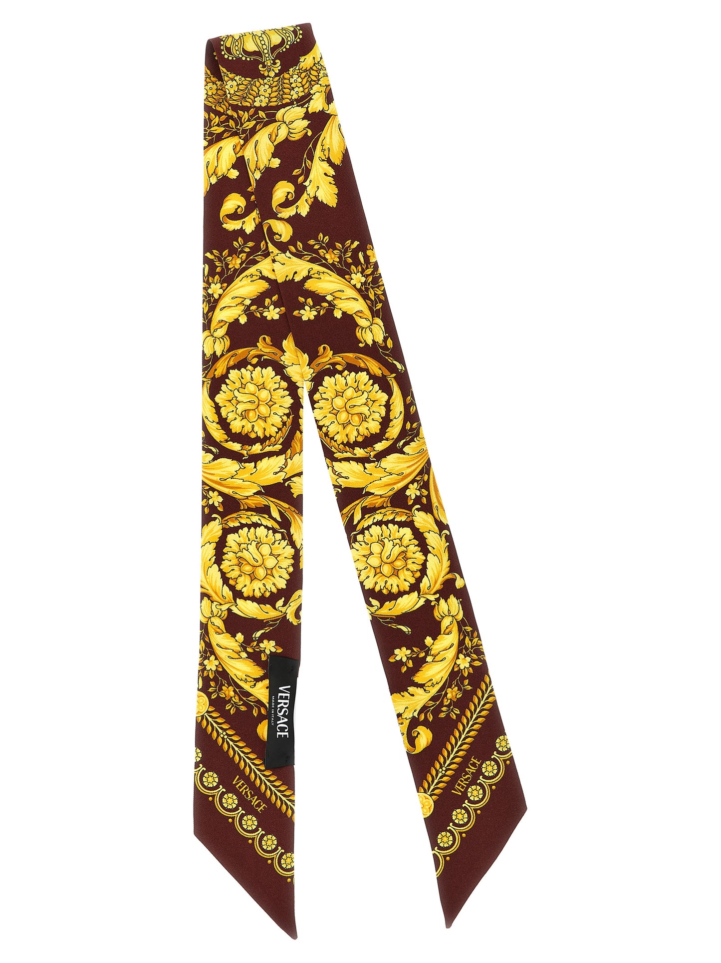 Scarf by Versace for women in silk twill multicolor, signature & print showcases a eye catching silhouette, artfully capturing the essence of the eye catching Silk Twill Scarf design for a sophisticated look.