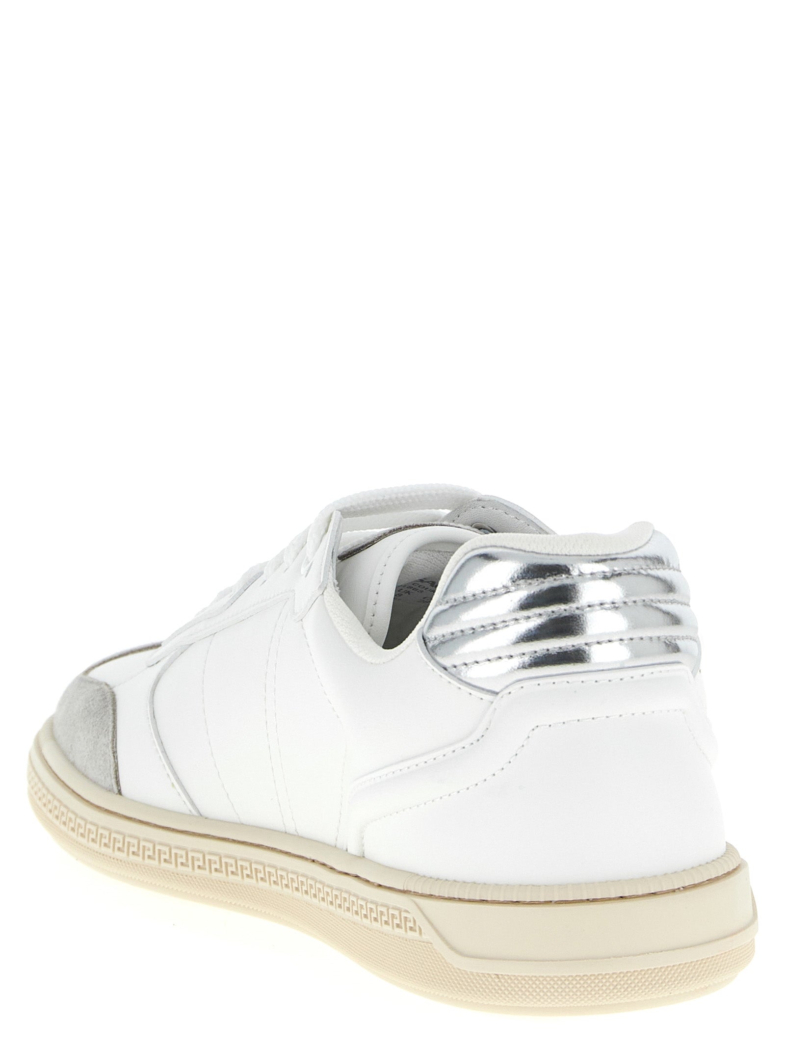 Sneakers by Versace for men in suede calfskin leather white features an versatile design from the Men's Low Top Suede Calfskin Leather Sneakers collection, highlighting a versatile low-top style for a premium, high-fashion look.
