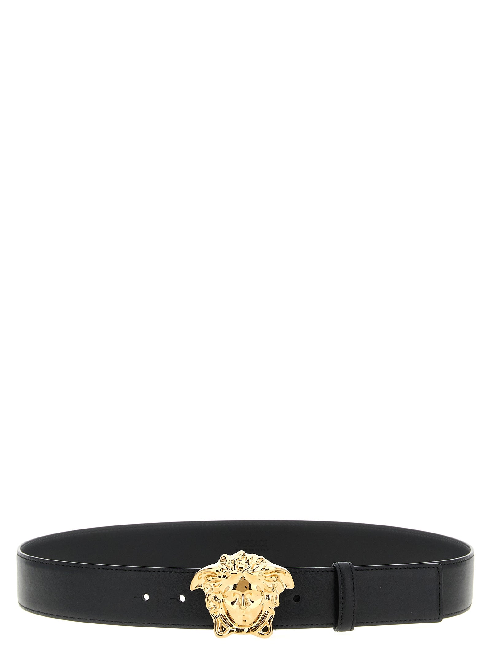 Belt by Versace for men in bos taurus calfskin leather black & gold features an distinguished design, perfectly showcasing the sophisticated craftsmanship of this distinguished Medusa Bos Taurus Calfskin Leather Belt.