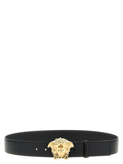 Belt by Versace for men in bos taurus calfskin leather black & gold features an distinguished design, perfectly showcasing the sophisticated craftsmanship of this distinguished Medusa Bos Taurus Calfskin Leather Belt.