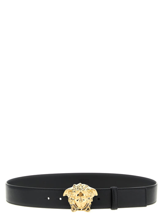 Belt by Versace for men in bos taurus calfskin leather black & gold features an distinguished design, perfectly showcasing the sophisticated craftsmanship of this distinguished Medusa Bos Taurus Calfskin Leather Belt.